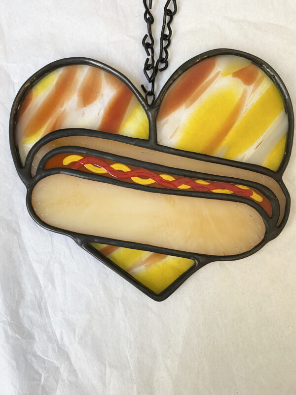Mini hot dog heart - red/yellow with ketchup and mustard - Image 2