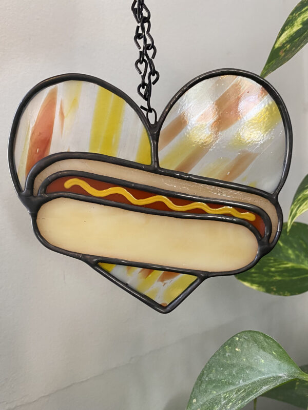 Mini hot dog heart - red/yellow with mustard