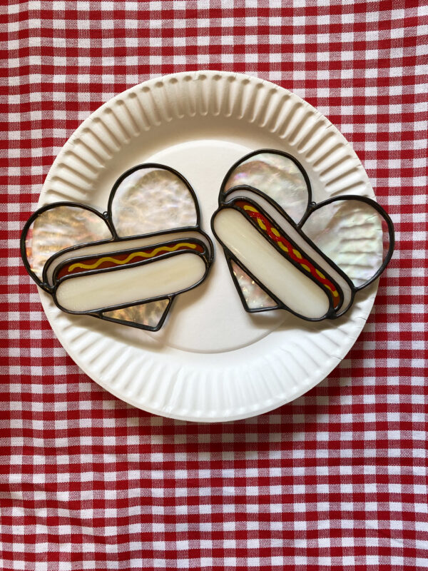 Mini hot dog heart - iridescent A with mustard - Image 3