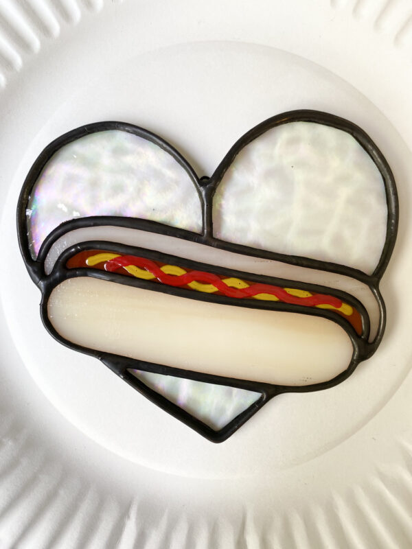 Mini hot dog heart - iridescent A with ketchup and mustard - Image 2