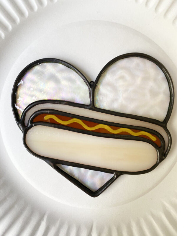 Mini hot dog heart - iridescent A with mustard - Image 2