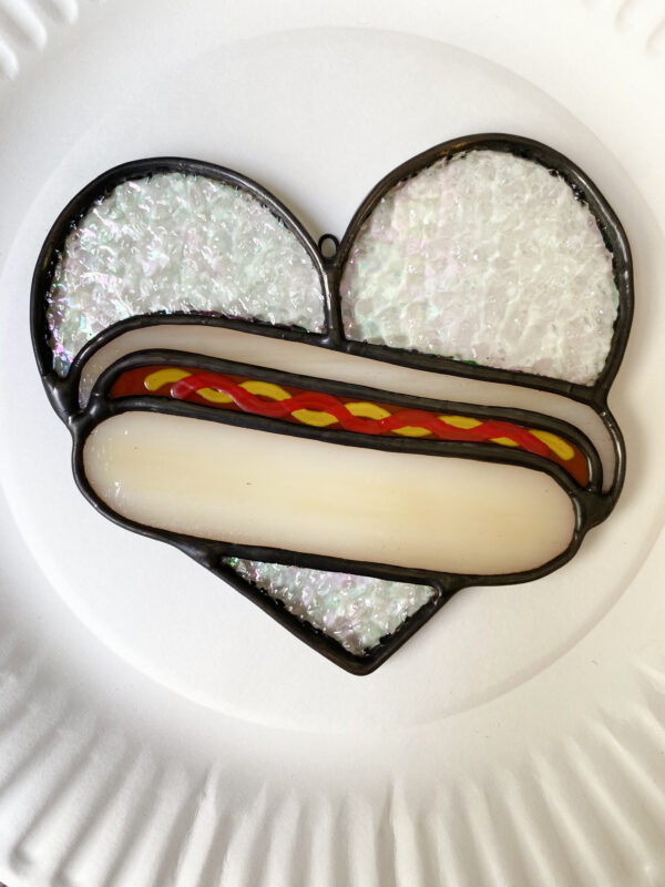 Mini hot dog heart - iridescent B with ketchup and mustard - Image 2