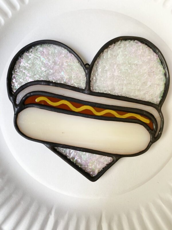 Mini hot dog heart - iridescent B with mustard - Image 2
