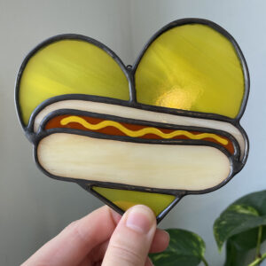 Mini hot dog heart - mustard lovers only!