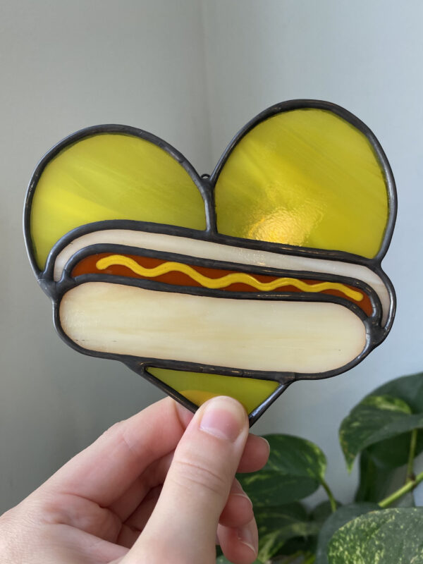 Mini hot dog heart - mustard lovers only!