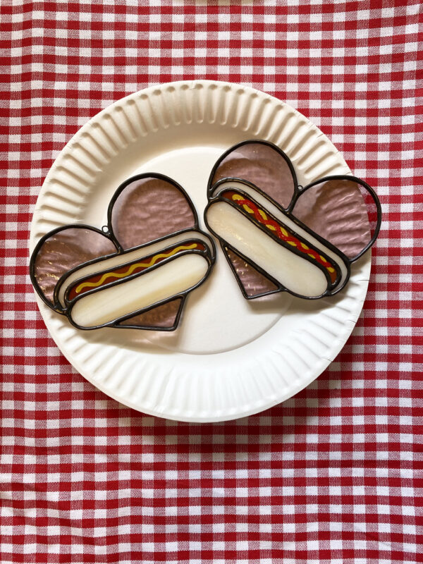 Mini hot dog heart - purple with ketchup and mustard - Image 3