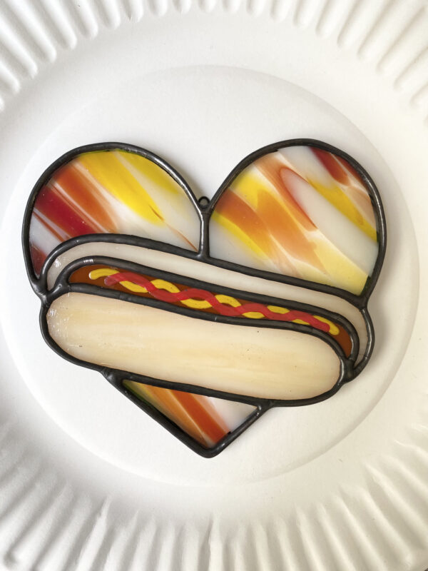 Mini hot dog heart - red/yellow with ketchup and mustard - Image 2