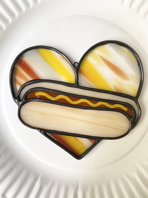 Mini hot dog heart - red/yellow with mustard - Image 2