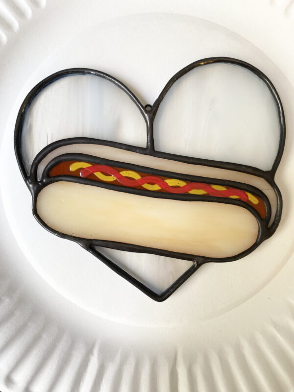 Mini hot dog heart - wispy white with ketchup and mustard - Image 2
