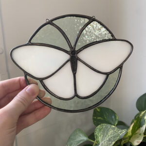 Small butterfly panel - white / green-blue